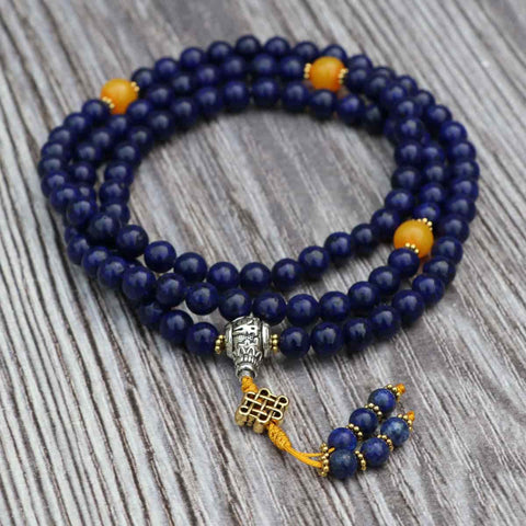 Tibetan Mantra Lapis Lazuli Stone Japa Mala