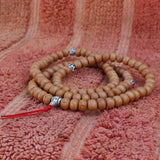 Natural One Eye Nepali Bodhi Seed Japa Mala With Tibetan Mantra Spacer