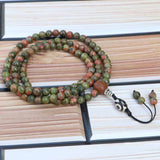Dzi Unakite Stone Prayer Mala