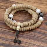 Dzi Bead Inlaid Yak Bone Prayer Mala