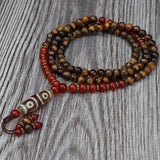 3 Eye Dzi Tiger Eye Prayer Meditation Mala With Carnelian Stone