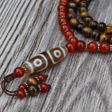 3 Eye Dzi Tiger Eye Prayer Meditation Mala With Carnelian Stone